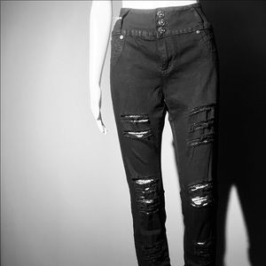 Black jeans with Distress on it